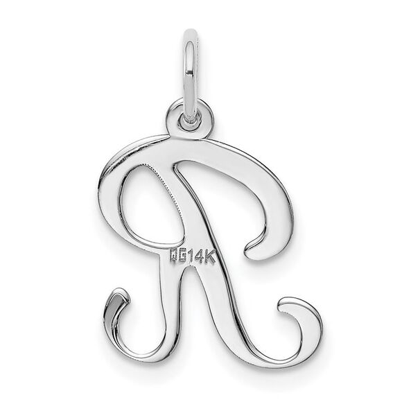 14k White Gold, Sophia Collection, Small Script Initial R Pendant - Picture 3 of 5